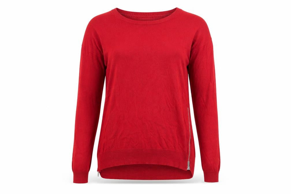 NEXT Womens Red Boat Neck Cotton Pullover Jumper Size 6 - Side zips