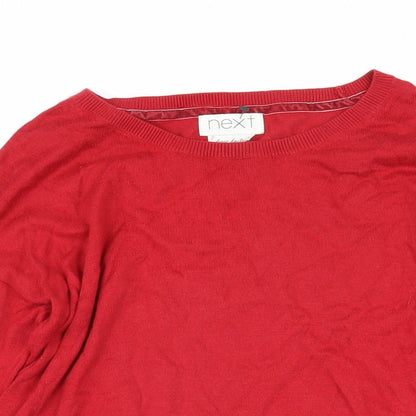 Next Womens Red Boat Neck Cotton Pullover Jumper Size 6 - Side zips