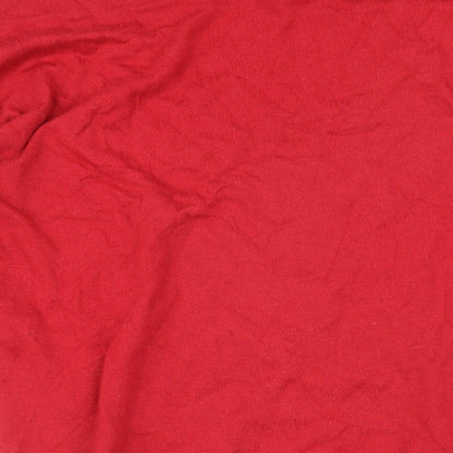 Next Womens Red Boat Neck Cotton Pullover Jumper Size 6 - Side zips