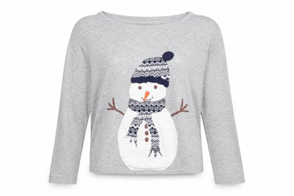 Next Womens Grey Boat Neck Cotton Pullover Jumper Size 14 - Snowman