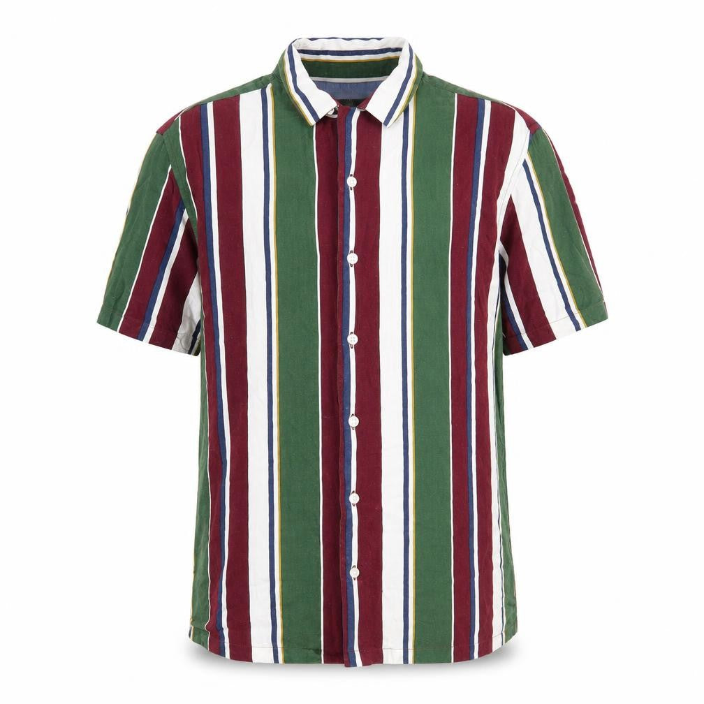 Marks & Spencer Mens Multicoloured Striped Viscose Button-Up Size M Collared Button