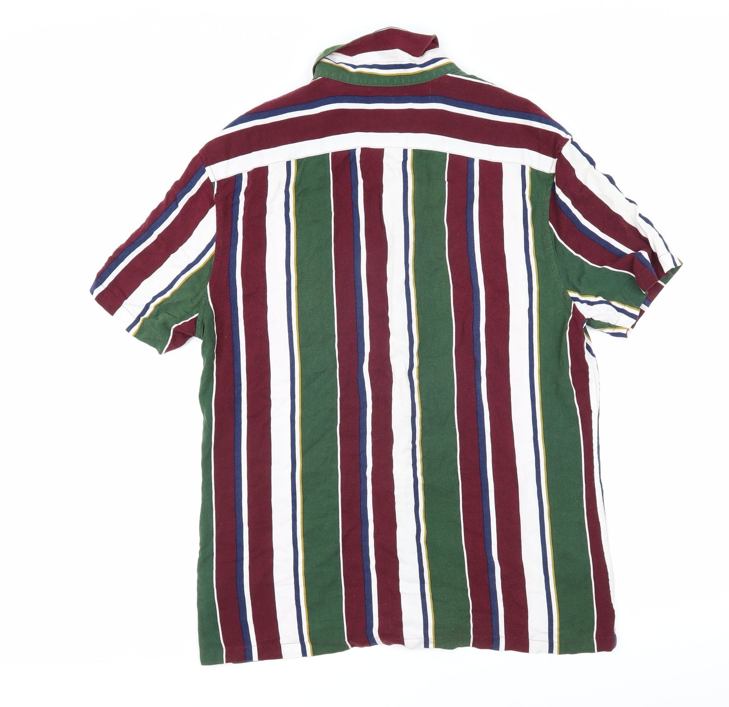 Marks & Spencer Mens Multicoloured Striped Viscose Button-Up Size M Collared Button