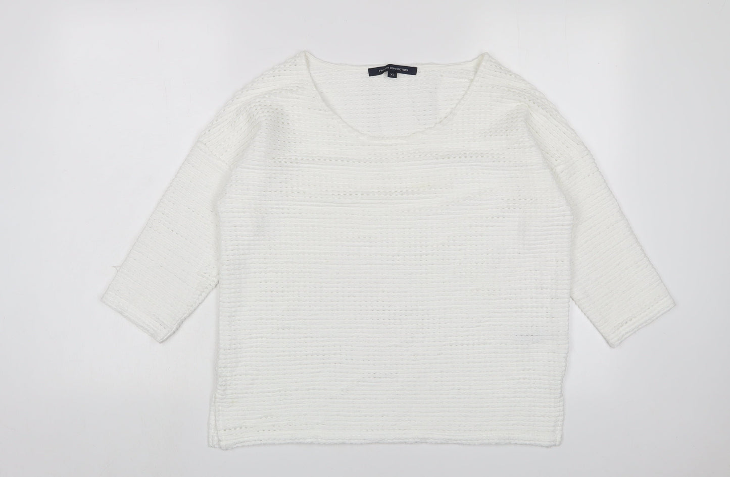 French Connection Womens White Crew Neck Polyacrylate Fibre Pullover Jumper Size XS