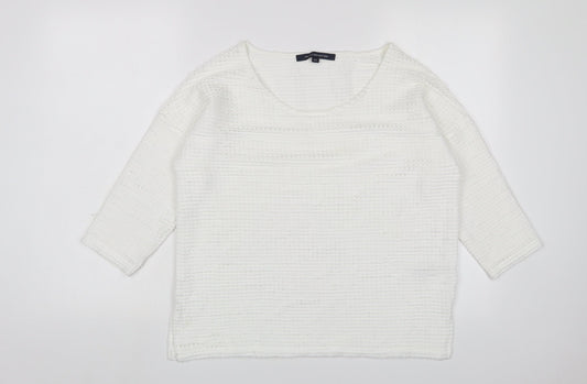 French Connection Womens White Crew Neck Polyacrylate Fibre Pullover Jumper Size XS