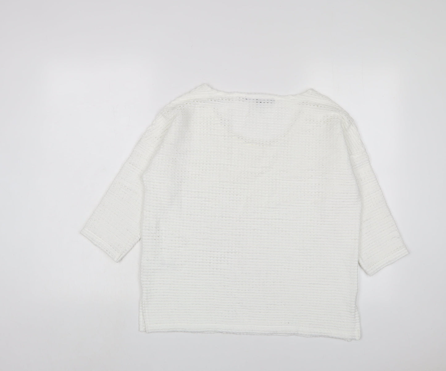 French Connection Womens White Crew Neck Polyacrylate Fibre Pullover Jumper Size XS
