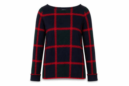 Kenar Womens Green Collared Check Polyester Pullover Jumper Size L
