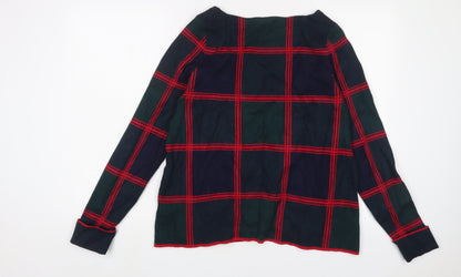 Kenar Womens Green Collared Check Polyester Pullover Jumper Size L