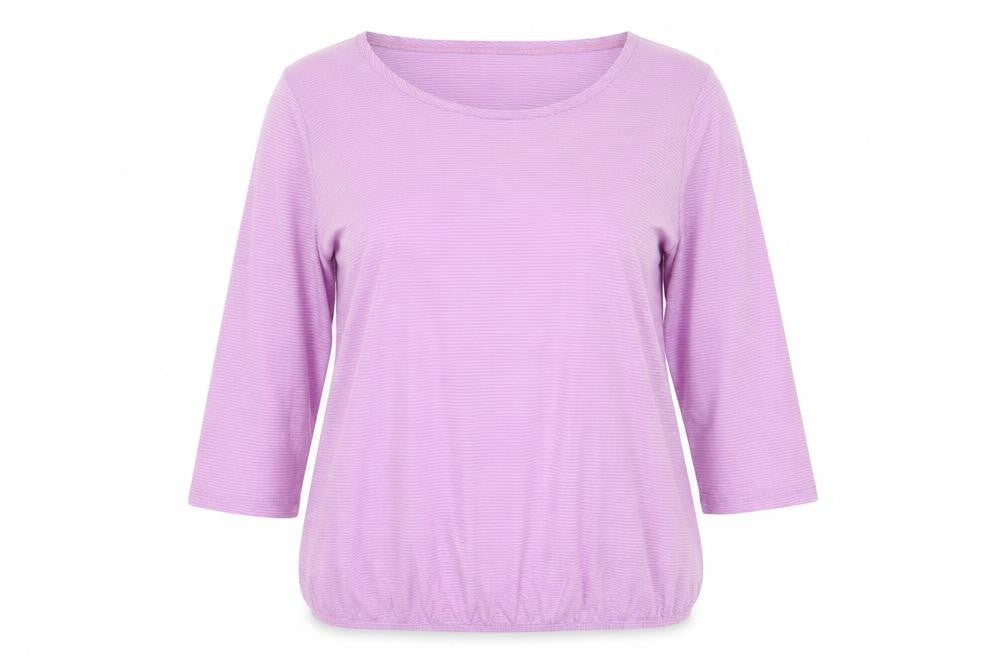 Cecil Womens Purple Striped Cotton Basic T-Shirt Size M Crew Neck