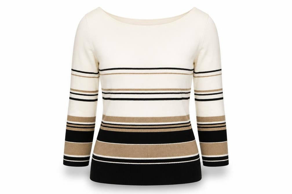 Precis Womens Multicoloured Crew Neck Striped Viscose Pullover Jumper Size S