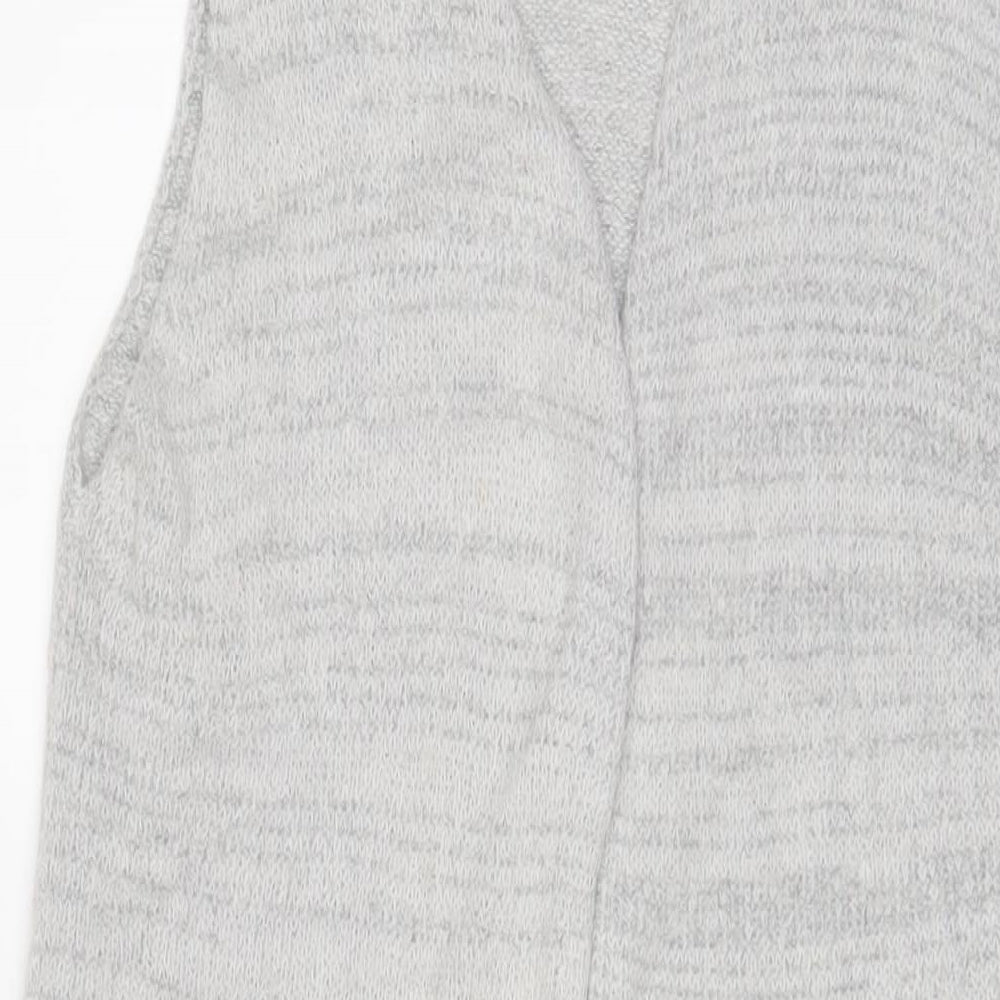 Fransa Womens Grey V-Neck Acrylic Cardigan Jumper Size S - Open