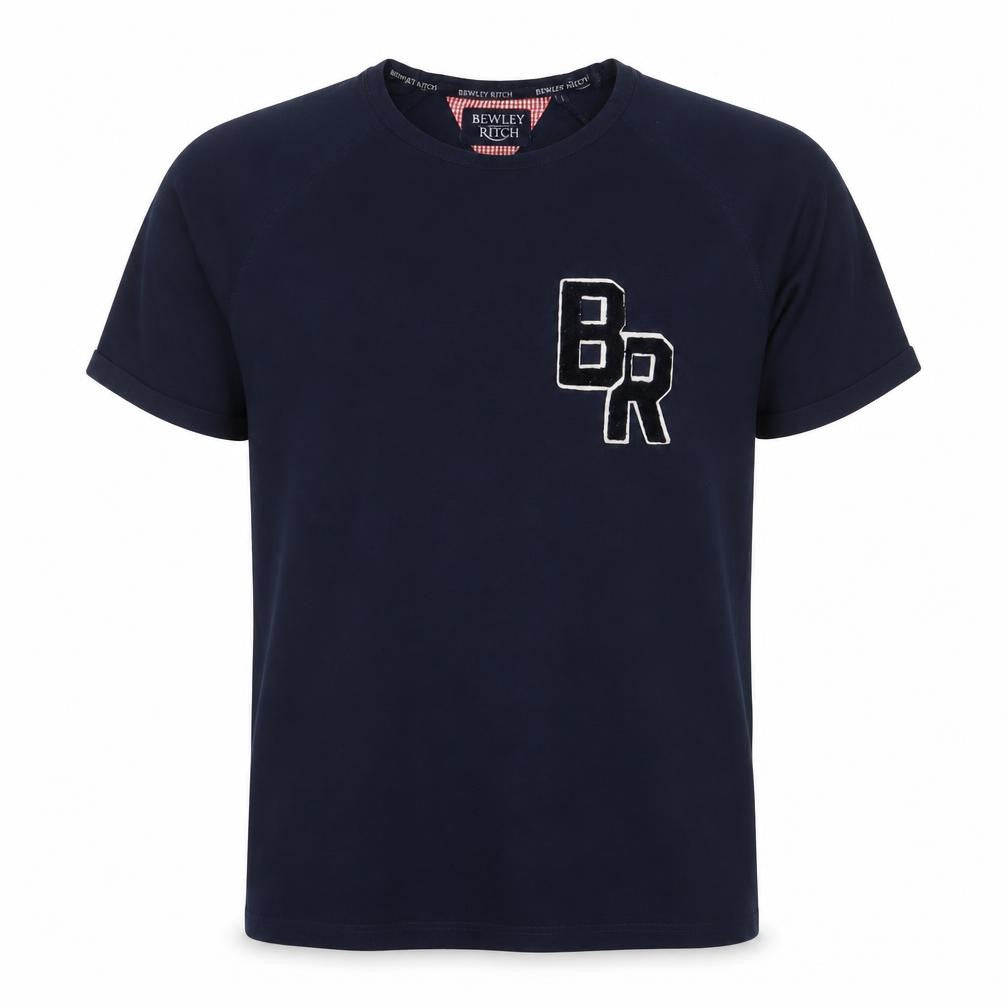 Bewley Ritch Mens Blue Cotton T-Shirt Size L Crew Neck - Logo, Embroidered