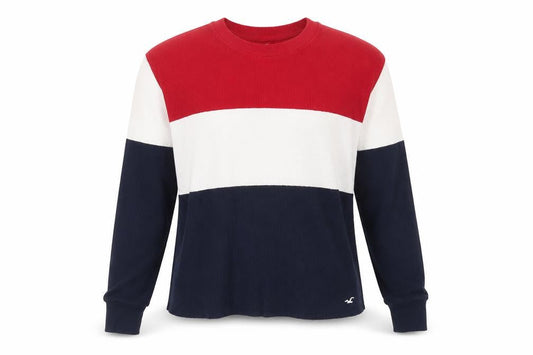 Hollister Womens Multicoloured Crew Neck Striped Polyester Pullover Jumper Size M