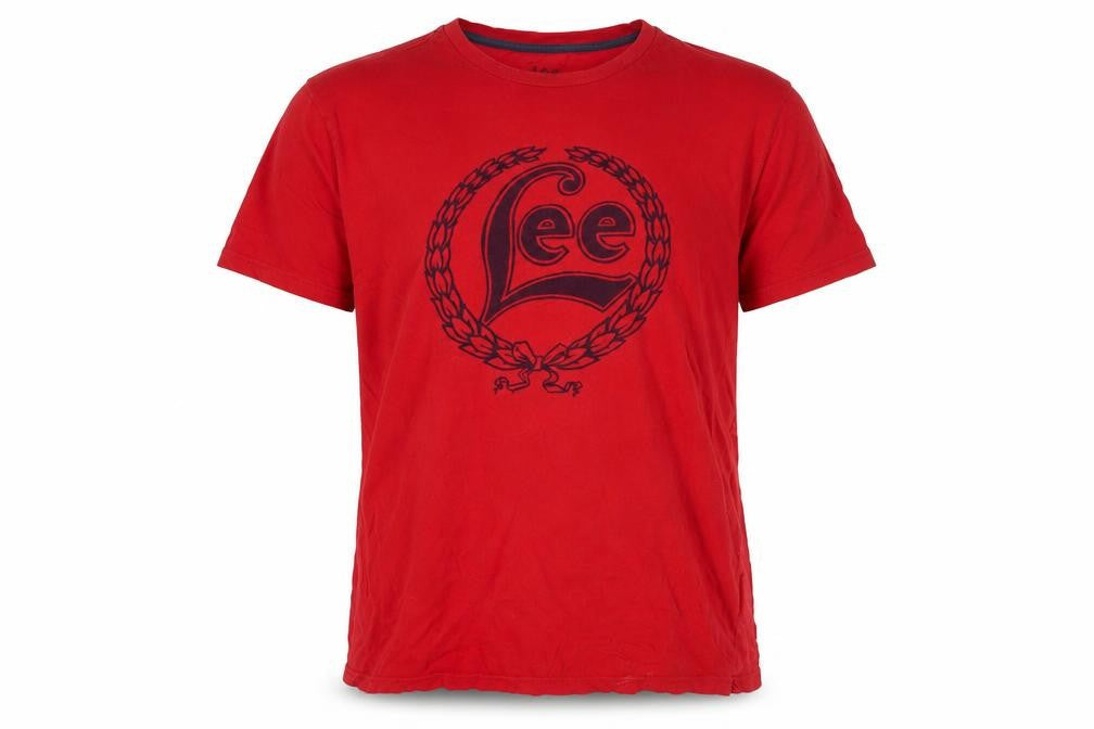 Lee Mens Red Cotton T-Shirt Size S Crew Neck - Logo