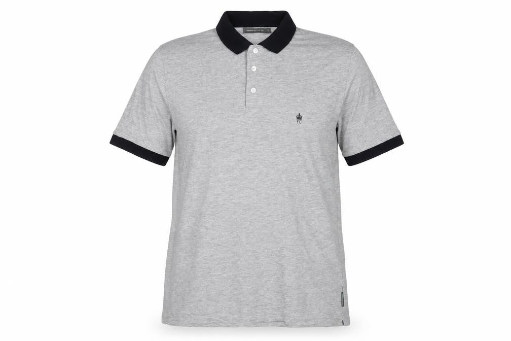French Connection Womens Grey Cotton Basic Polo Size L Collared - Logo, Embroidered
