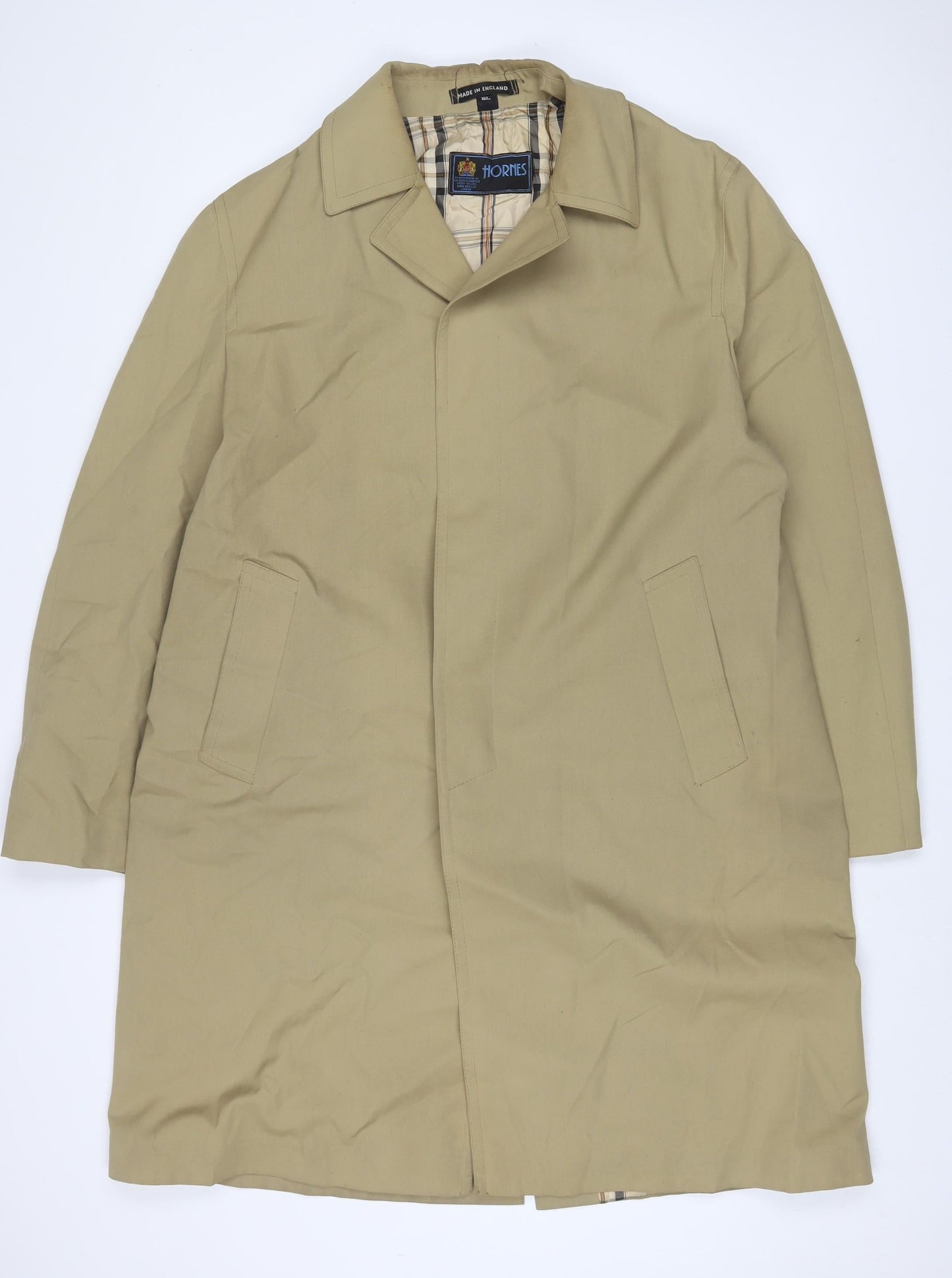 Horne Brothers Mens Beige Overcoat Coat Size XL Button - Pockets