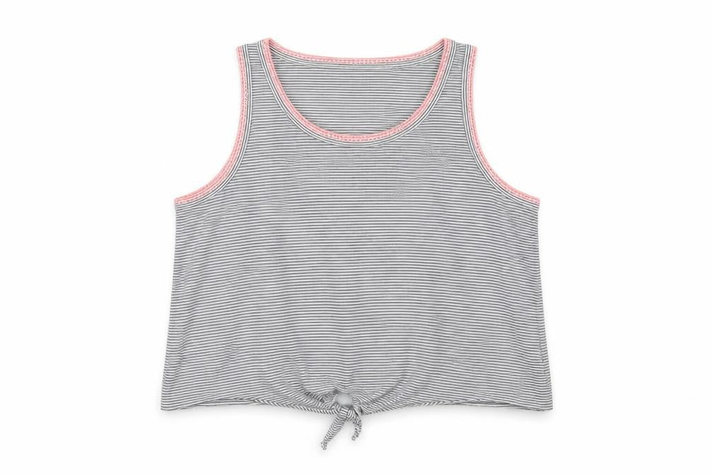 NEXT Girls Black Striped Cotton Basic T-Shirt Size 16 Years Scoop Neck Pullover - Tie Front