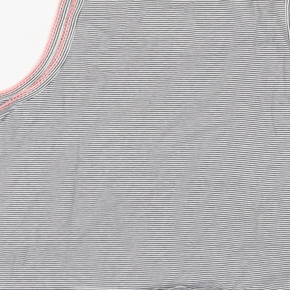 Brand and care label for Next girls’ black striped cotton basic t-shirt, size 16, years scoop neck pullover - tie front