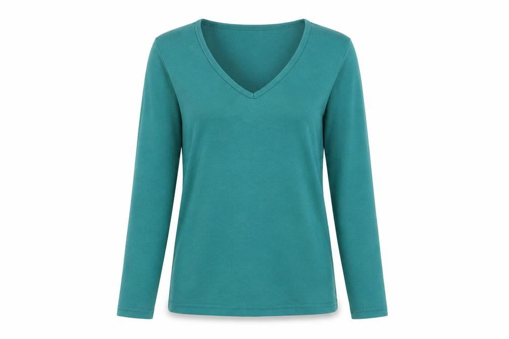 Emreco Womens Blue Polyester Basic T-Shirt Size 10 V-Neck