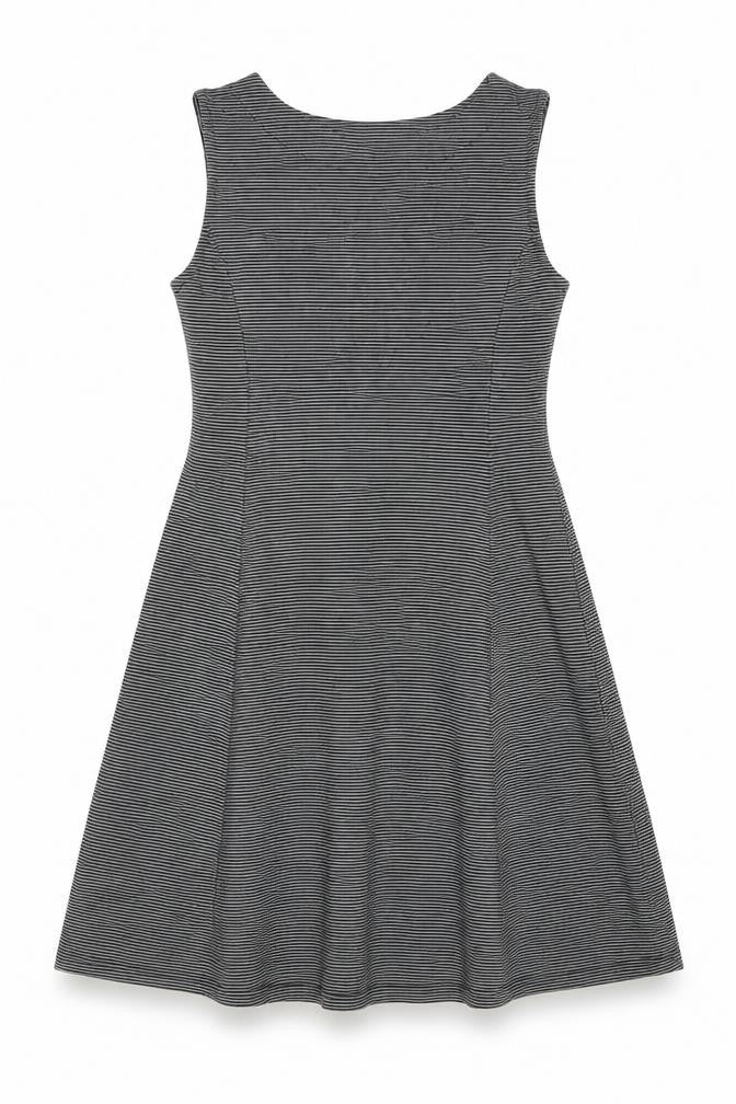 Navy & Navy Womens Black Striped Polyester Skater Dress Size M Boat Neck Pullover