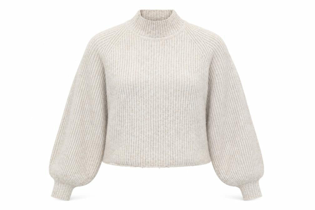 Mango Womens Beige Round Neck Acrylic Pullover Jumper Size M