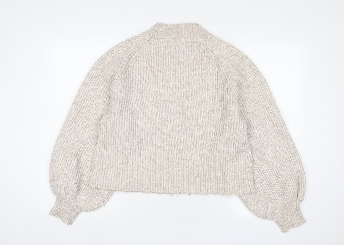 Mango Womens Beige Round Neck Acrylic Pullover Jumper Size M