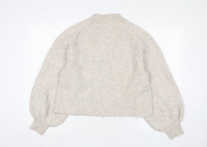 Mango Womens Beige Round Neck Acrylic Pullover Jumper Size M