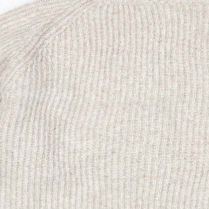 Mango Womens Beige Round Neck Acrylic Pullover Jumper Size M