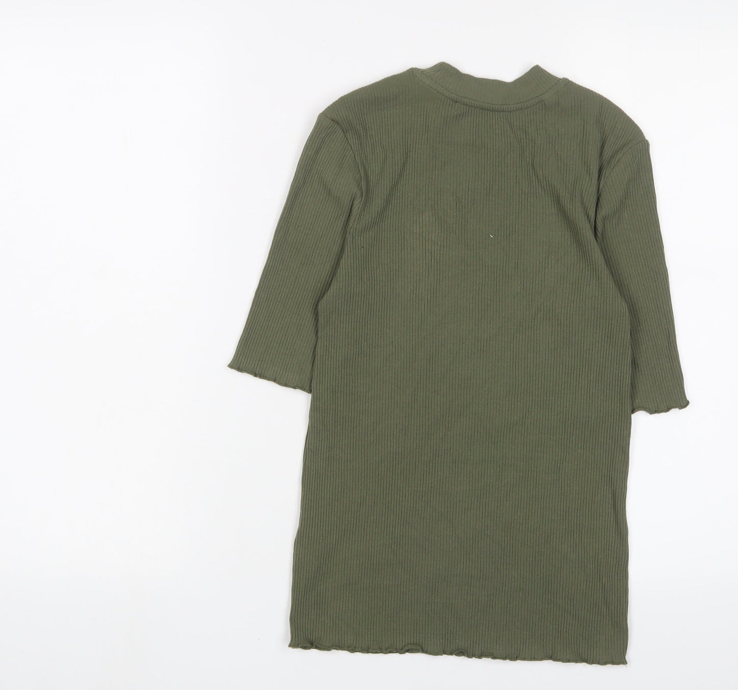 Selected Femme Womens Green Cotton Basic T-Shirt Size XS Round Neck - Lettuce Edging