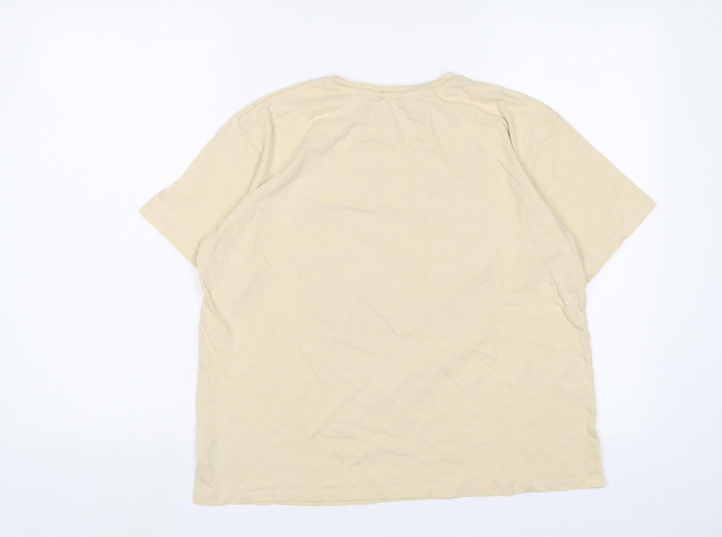 H&M Girls Yellow Cotton Basic T-Shirt Size 12-13 Years Crew Neck Pullover - Happier than ever