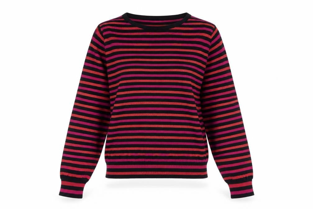 Marks & Spencer Womens Pink Crew Neck Striped Acrylic Pullover Jumper Size 10