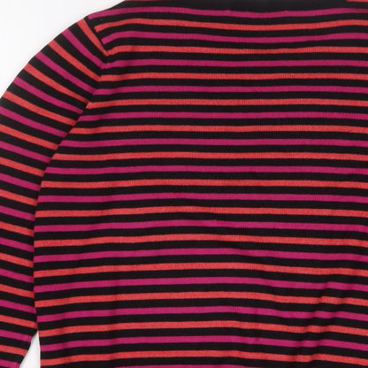 Marks & Spencer Womens Pink Crew Neck Striped Acrylic Pullover Jumper Size 10