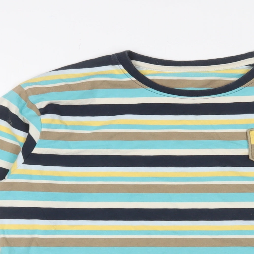 NEXT Boys Multicoloured Striped Cotton Basic Casual Size 12 Years Crew Neck Pullover - Logo, Embroidered