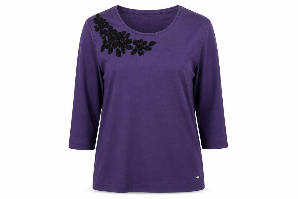 TIGI Womens Purple Polyester Basic T-Shirt Size 14 Crew Neck - Embroidered