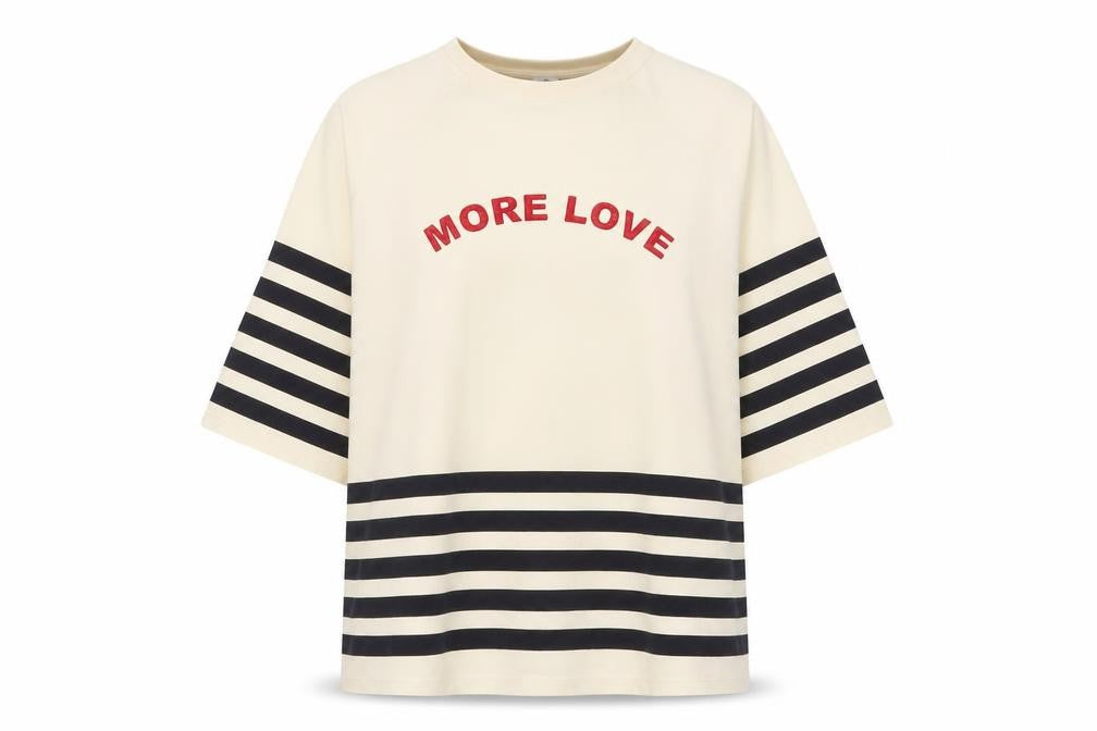 River Island Womens Beige Striped Cotton Basic T-Shirt Size 6 Crew Neck - More Love