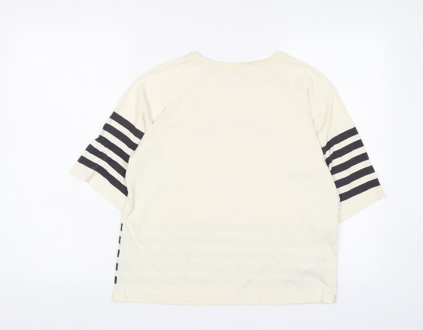 River Island Womens Beige Striped Cotton Basic T-Shirt Size 6 Crew Neck - More Love
