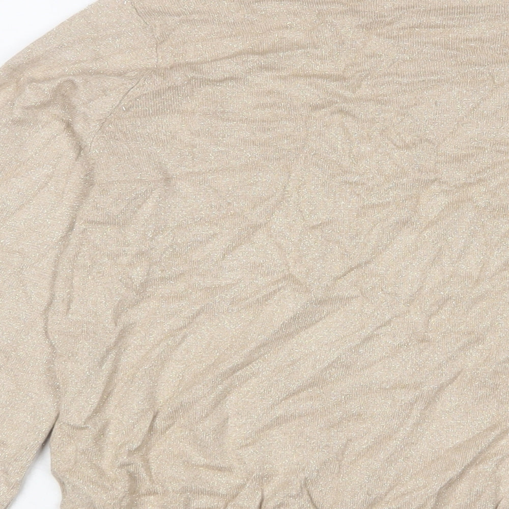 Marks and Spencer Womens Gold Round Neck Viscose Pullover Jumper Size M - Glitter