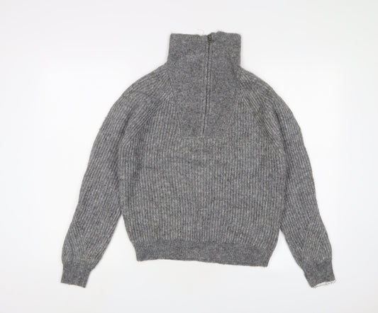 Marks and Spencer Womens Grey High Neck Acrylic Pullover Jumper Size S