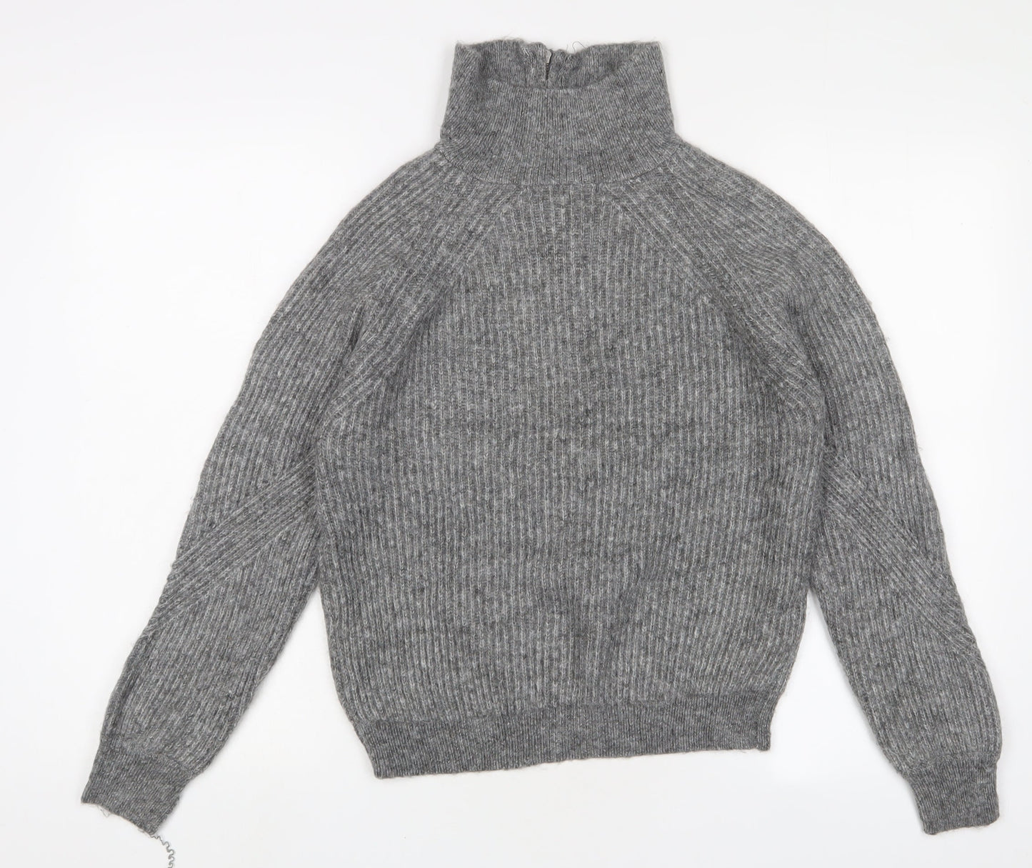 Marks and Spencer Womens Grey High Neck Acrylic Pullover Jumper Size S