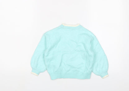 Marks & Spencer Girls Blue Crew Neck Polyester Pullover Jumper Size 2-3 Years Pullover - Christmas