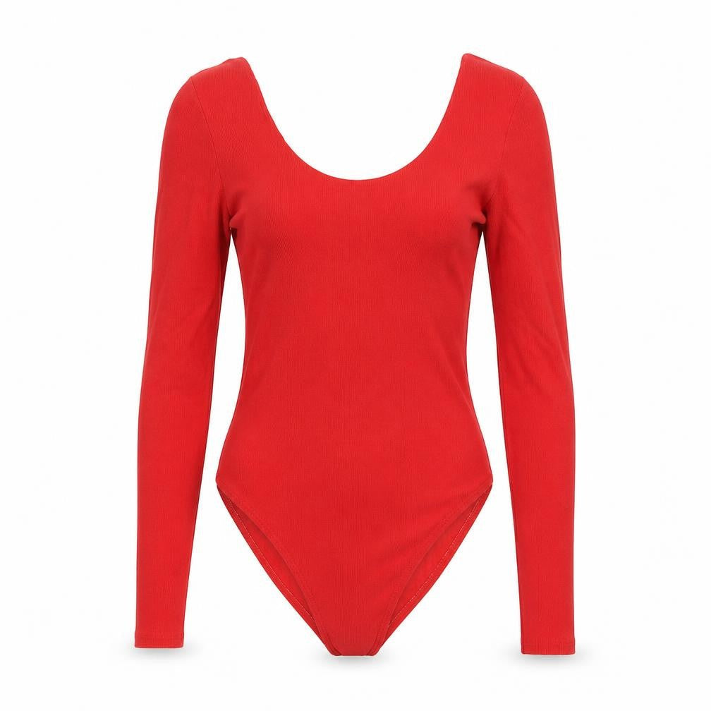 River Island Womens Red Cotton Bodysuit One-Piece Size 10 Snap