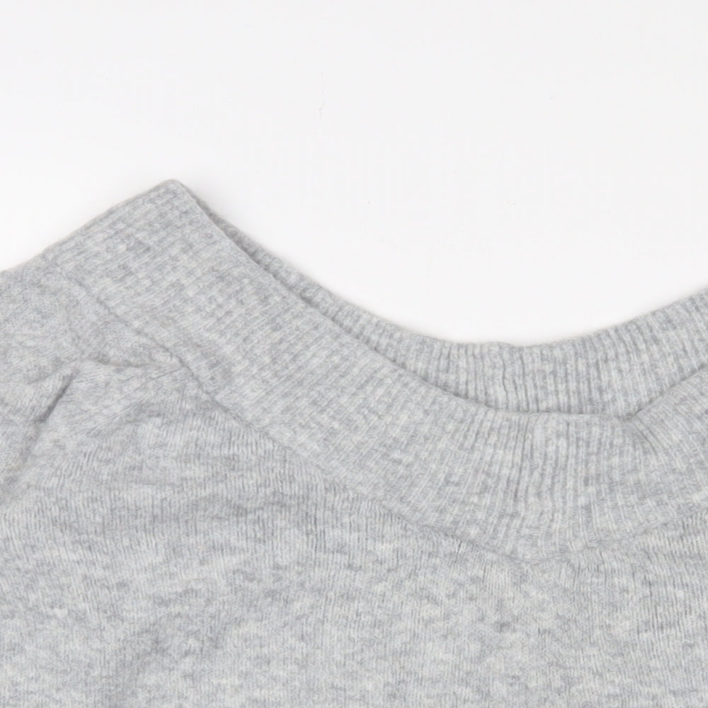 H&M Womens Grey V-Neck Acrylic Pullover Jumper Size M