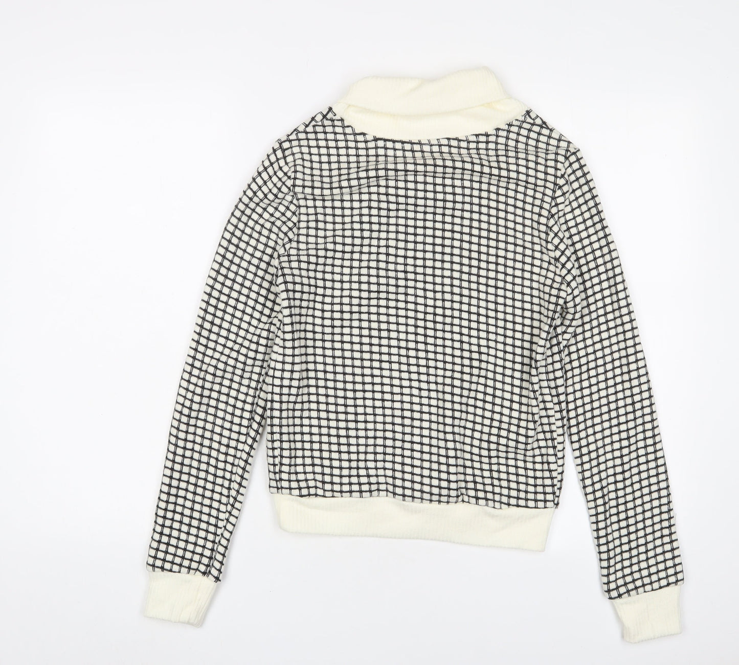Cocobella Womens Ivory V-Neck Check Acrylic Pullover Jumper Size S