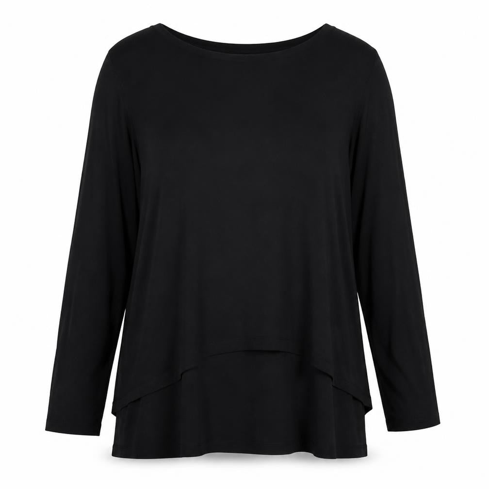 Phase Eight Womens Black Elastodiene Tunic Blouse Size 10 Scoop Neck - Logo