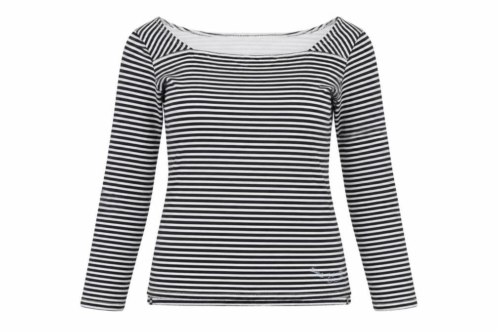 Quba & Co Womens Black Cotton Jersey T-Shirt Size 12 Square Neck - Logo