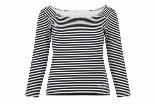 Quba & Co Womens Black Cotton Jersey T-Shirt Size 12 Square Neck - Logo
