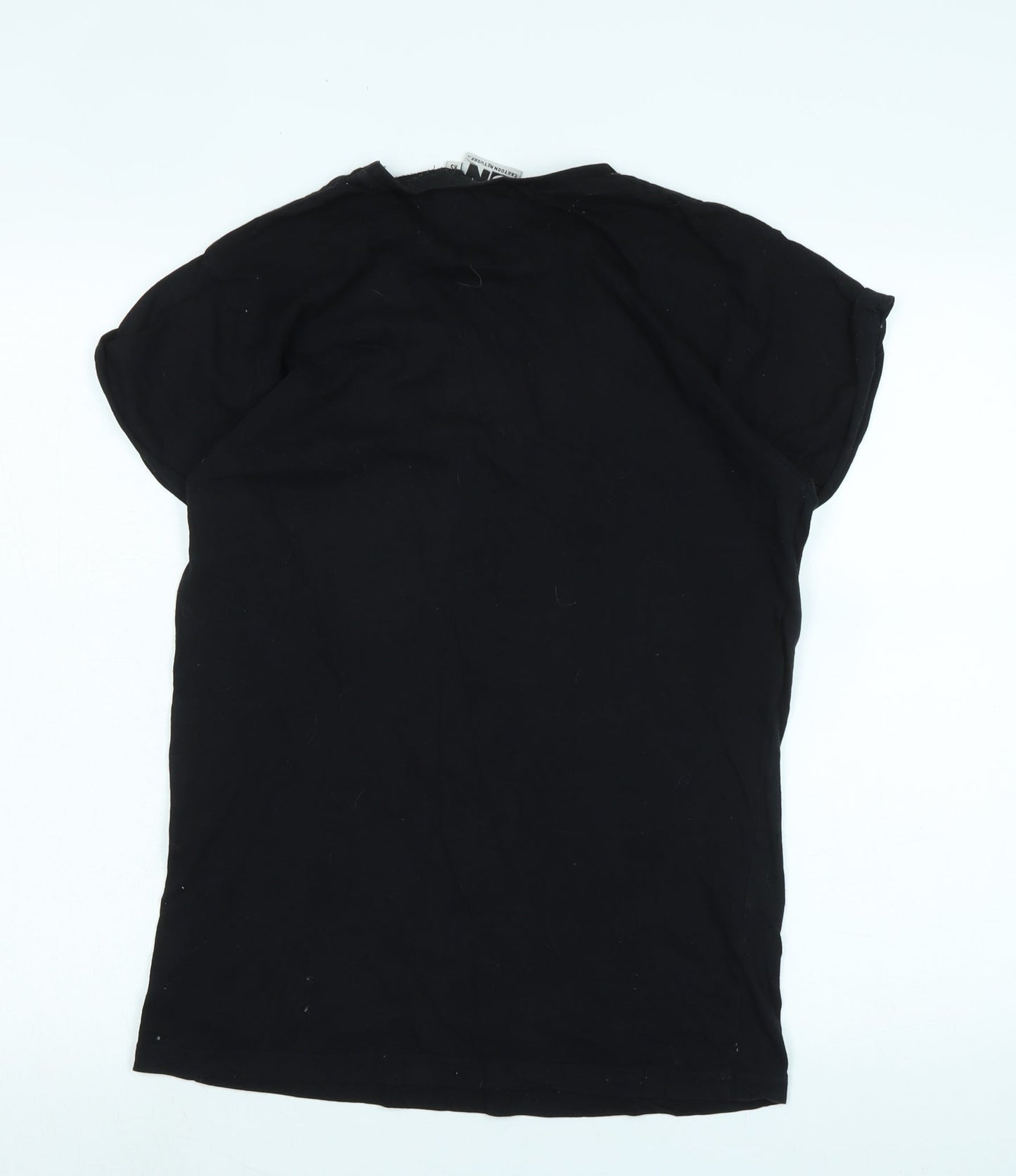 Cartoon Network Womens Black Cotton Basic T-Shirt Size XS Crew Neck - Logo