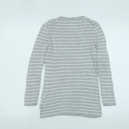 Gap Womens Grey Scoop Neck Cotton Pullover Jumper Size S - Logo