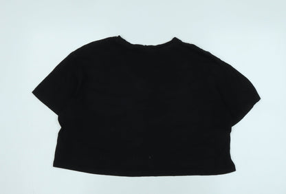 Disney Womens Black Cotton Basic T-Shirt Size S Crew Neck - Logo - Disney