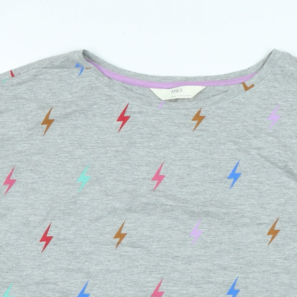 Marks and Spencer Womens Grey Cotton Jersey T-Shirt Size L Crew Neck