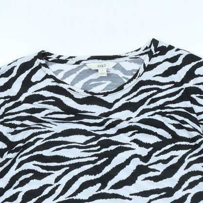 Marks & Spencer Womens Black Polyester Basic Blouse Size 8 Scoop Neck